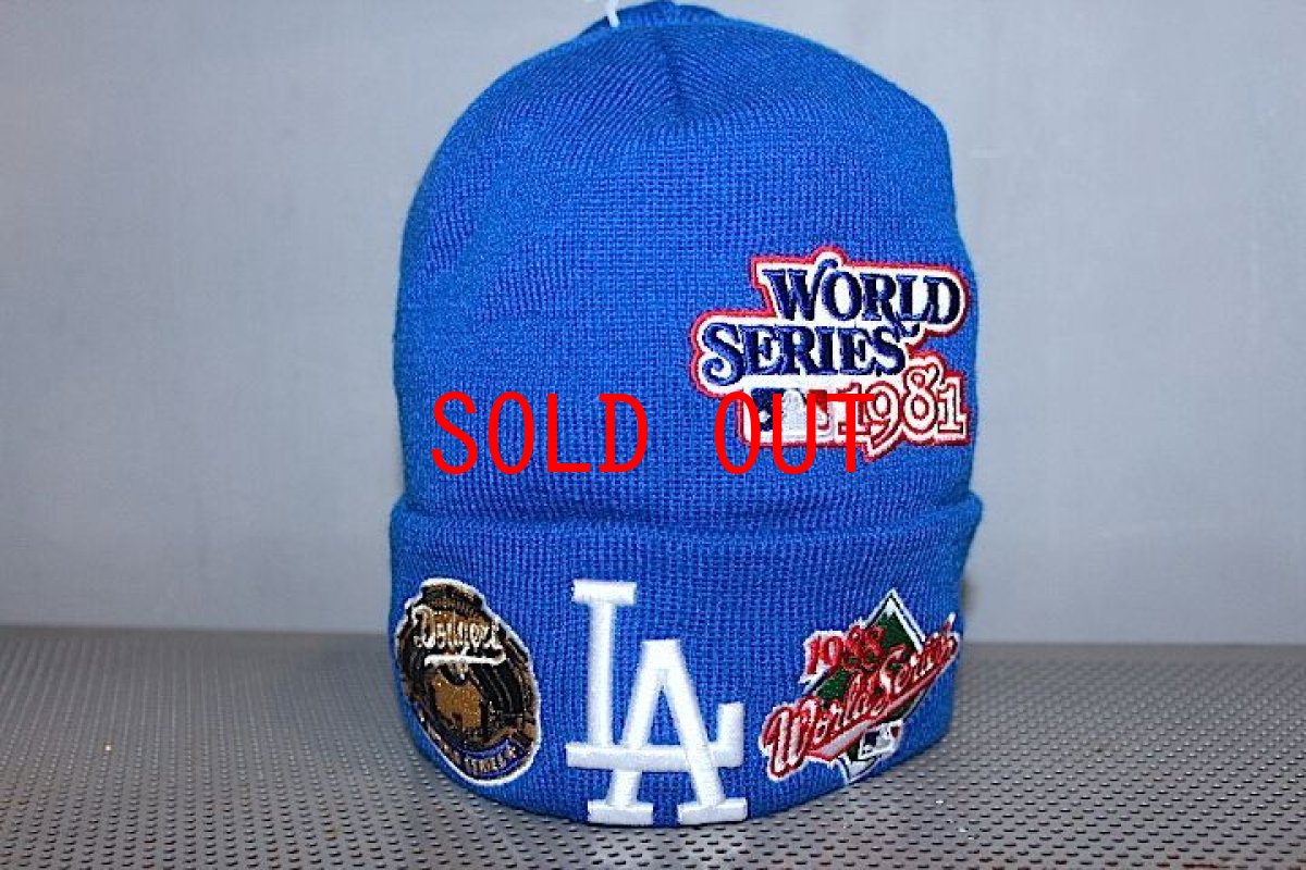 画像1: Basic Cuff Knit Cap Multi Logo Los Angeles Dodgers Blue Royal World Series (1)