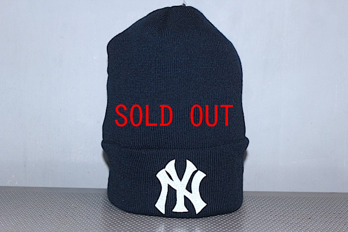 画像1: Basic Cuff Knit Cap Team Logo NewYork Yankees Navy (1)