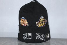 画像2: Basic Cuff Knit Cap Multi Logo NewYork Yankees Black World Series (2)