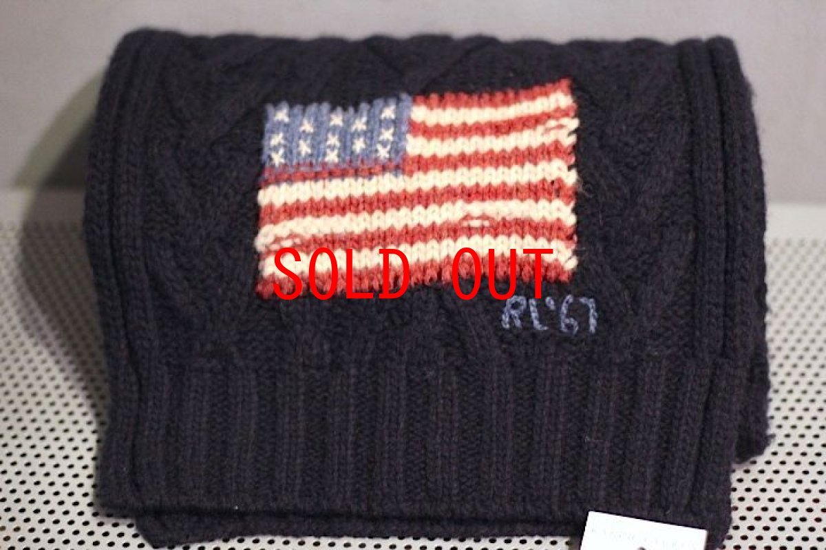 画像1: Polo Ralph Lauren(ラルフ ローレン) US Flag Muffler Navy マフラー (1)