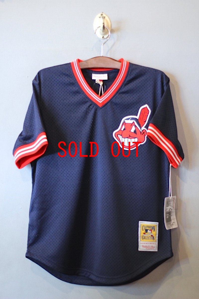 画像1: Mitchell&Ness(ミッチェル アンド ネス) Cleveland Indians Authentic Batting Practice Jersey Navy Red (1)