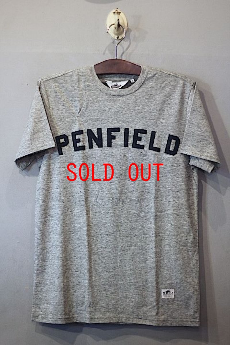 画像1: Penfield (ペンフィールド) S/S Arch Felt Logo Tee Heather Grey  (1)