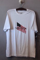 画像1: Nautica(ノーティカ) S/S American Flag Logo Tee White Cotton アーチ ロゴ Tシャツ (1)