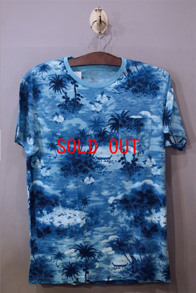 画像1: J.Crew (ジェイクルー) S/S Slim Washed Aloha Pocket Tee Blue T-Shirts  (1)