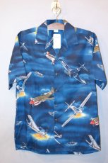 画像1: Pacific legend Aloha Shirts Fighter Blue パシフィック レジェンド アロハシャツ 戦闘機 ブルー (1)