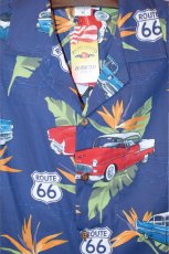 画像2: Pacific legend Aloha Shirts Route 66 Allover Navy パシフィック レジェンド アロハ シャツ Car 車  (2)