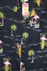 画像1: Pacific legend Aloha Shirts Flamingo Allover Black パシフィック レジェンド アロハ シャツ  (1)