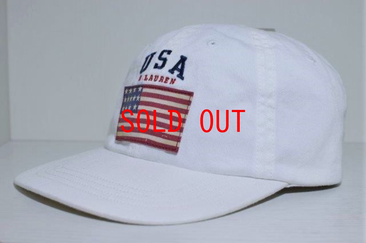 画像2: Polo Ralph Lauren(ラルフ ローレン)US Flag Cotton Logo Cap White アメリカン フラッグ ポロ ロゴ ボール ラルフローレン キャップ ホワイト (2)