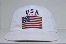 画像1: Polo Ralph Lauren(ラルフ ローレン)US Flag Cotton Logo Cap White アメリカン フラッグ ポロ ロゴ ボール ラルフローレン キャップ ホワイト (1)