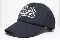 画像2: Polo Ralph Lauren(ラルフ ローレン)Wool Script Logo Black Cap Leather Buck レザー ウール ブラック ポロ スクリプト ロゴ ボール キャップ (2)