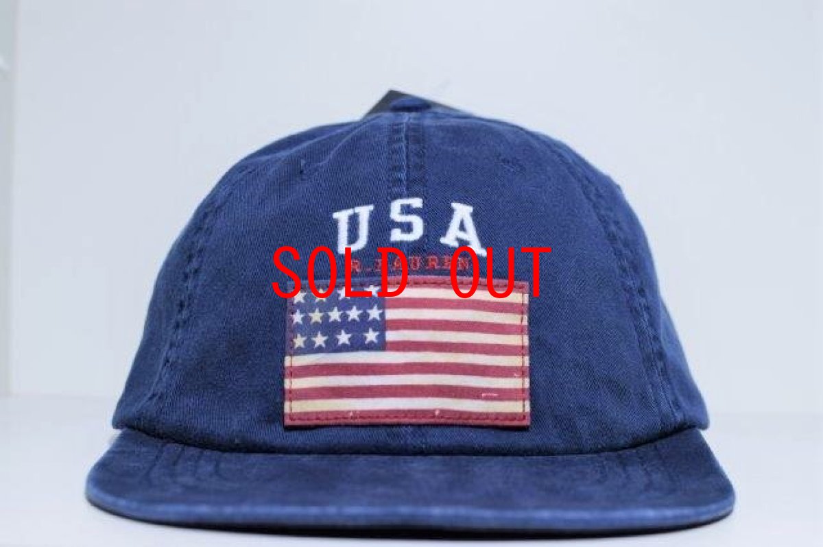 画像1: Polo Ralph Lauren(ラルフ ローレン)US Flag Cotton Logo Cap Navy アメリカン フラッグ ポロ ロゴ ボール ラルフローレン キャップ ネイビー (1)