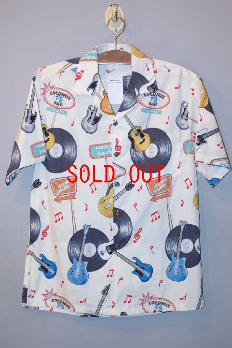 画像3: Pacific legend Aloha Shirts Music Record Allover Black パシフィック レジェンド アロハシャツ ミュージック レコード ホワイト  (3)