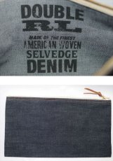 画像2: RRL(ダブルアール)Limited Edition Medium Denim Selvedge Denim Pouch 限定 Long L Tag ミディアム セルビッジ デニム ポーチ Newyork NY レザー ハンドメイド TALON 裏地デニム生地 型押し マチ無し バッグインバッグ TALON ジップ レザー イタリアン アメリカ製  (2)