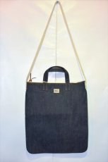 画像2: RRL(ダブルアール)Limited Edition Medium Denim Selvedge Denim 2Way Bag Tote Shoulder 限定 Long L Tag セルビッジ デニム バッグ トート ショルダー Newyork NY レザー TALON マチ無し TALON ジップ レザー イタリアン アメリカ製  (2)