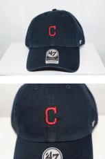 画像1: 47 Brand(フォーティーセブンブランド) Cleveland Indians Ball Cap Navy ネイビー スモール ロゴ Round 6 Panel ラウンド ボール キャップ MLB  (1)