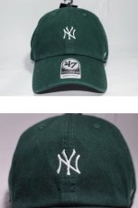 画像1: 47 Brand(フォーティーセブンブランド) New York Yankees Ball Cap Small Logo Green White グリーン ホワイト スモール ロゴ Round 6 Panel メンズ ユニセックス ラウンド キャップ MLB メジャー スポーツ ヤンキース     (1)