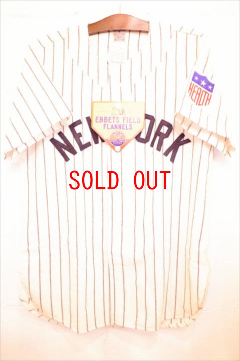 画像1: Ebbets Field (エベッツ フィールド) NewYork Black Yankees 1942 Home Baseball Shirts ニューヨーク ブラック ヤンキース ベースボール シャツ Stripe ヴィンテージ  (1)