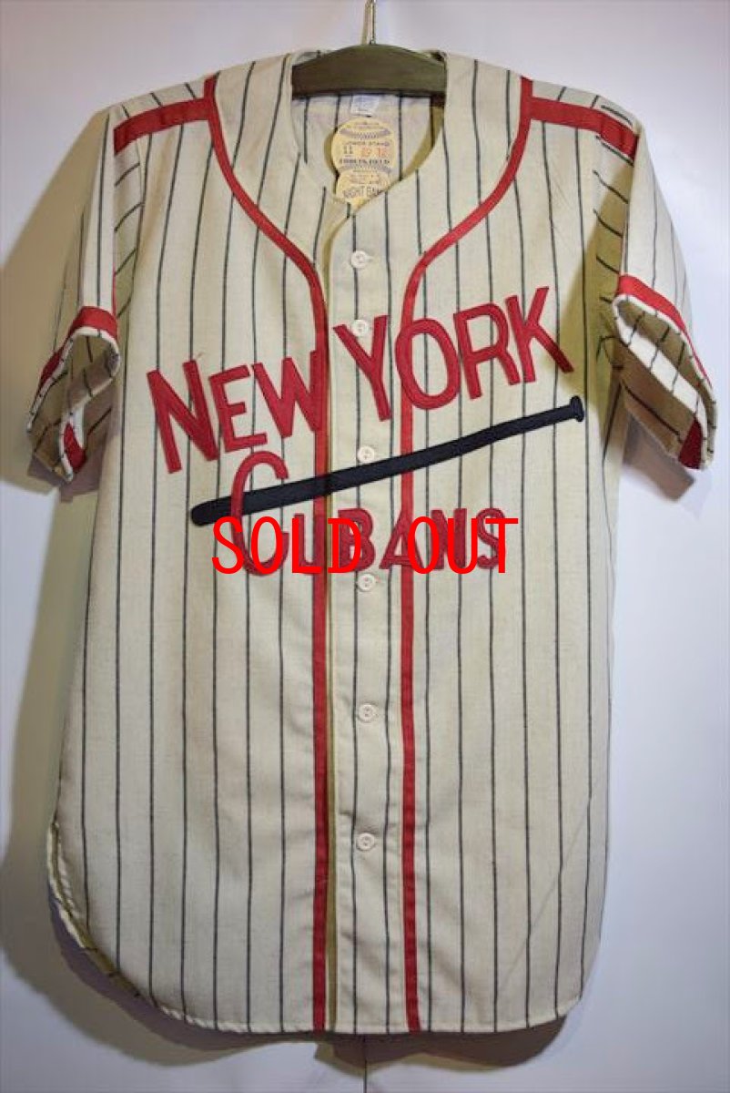 画像1: Ebbets Field (エベッツ フィールド)New York Cubans Baseball Shirts Red ニューヨーク キューバンズ ベースボール シャツ レッド Stripe 10 ヴィンテージ 1935 (1)