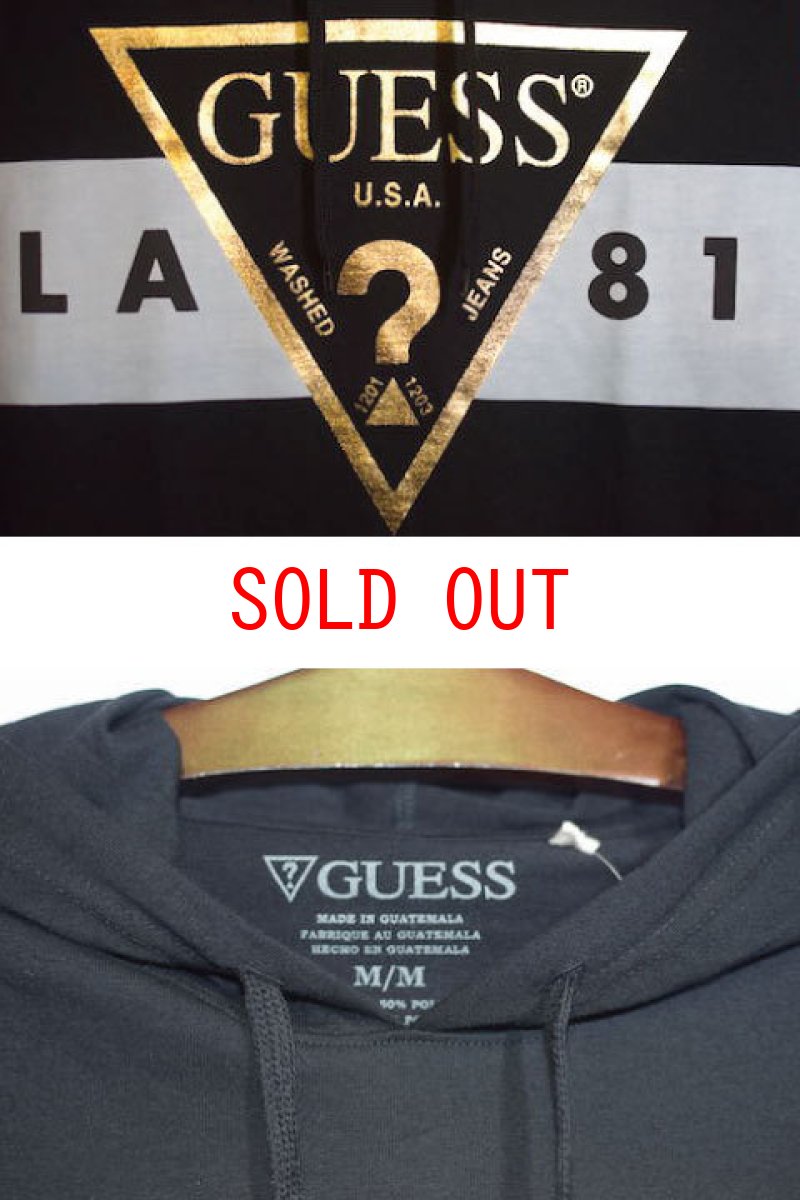 画像3: Guess(ゲス) S/S Triangle Logo Hood Tee Black Red フード 半袖 Tシャツ (3)