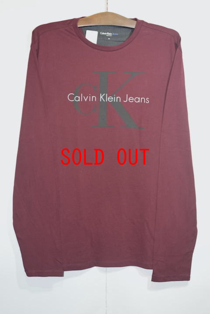 画像1: Calvin Klein(カルバンクライン) L/S Logo Tee Maroon ロングスリーブ 長袖 ロゴ Tシャツ  (1)