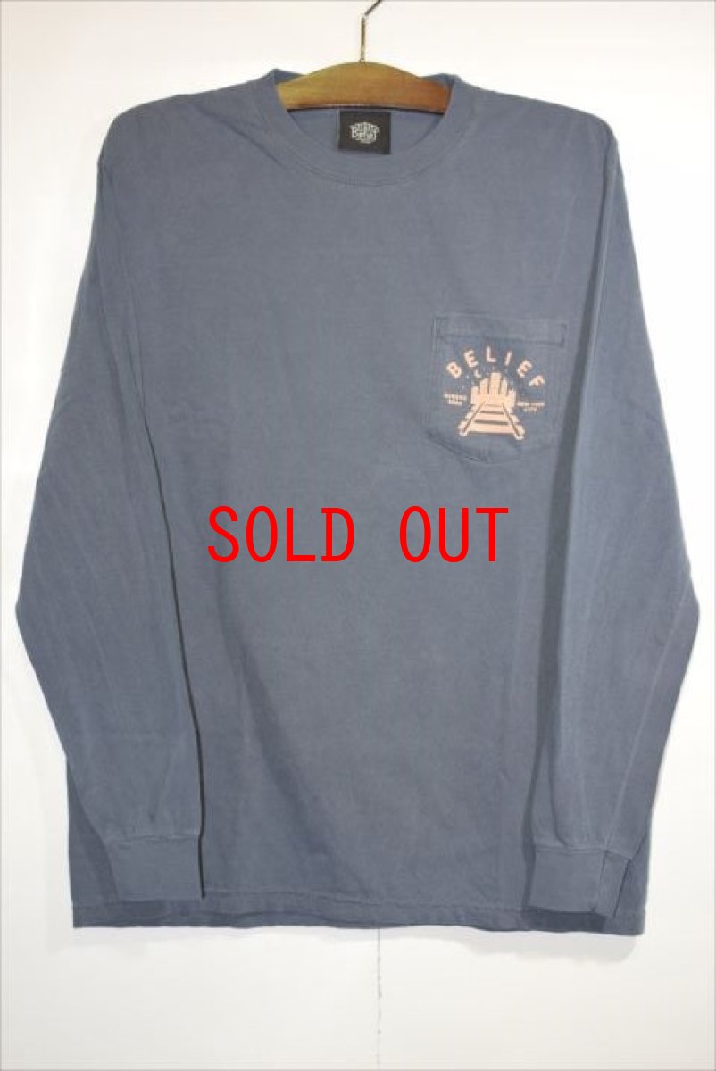 画像2: Belief (ビリーフ) Queensboro L/S Pocket Tee Denim ポケット 長袖 Tシャツ (2)