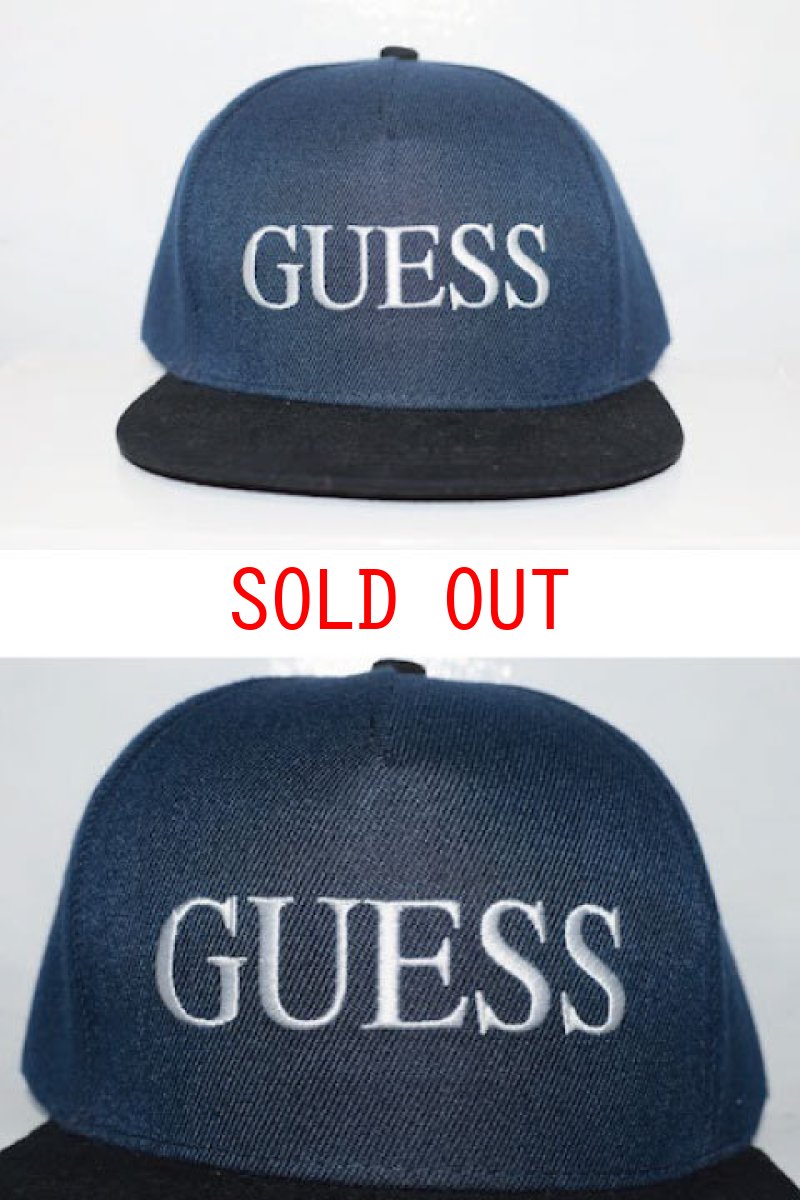 画像1: Guess(ゲス) Logo 2Tone Strapback Cap Navy Black キャップ (1)