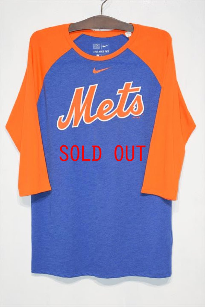 画像1: Nike(ナイキ) NewYork Mets 2Tone Raglan Tee Orange Blue ニューヨーク メッツ ラグラン Tシャツ  (1)