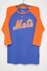 画像1: Nike(ナイキ) NewYork Mets 2Tone Raglan Tee Orange Blue ニューヨーク メッツ ラグラン Tシャツ  (1)