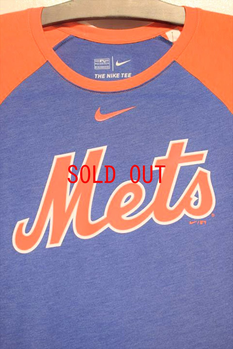 画像2: Nike(ナイキ) NewYork Mets 2Tone Raglan Tee Orange Blue ニューヨーク メッツ ラグラン Tシャツ  (2)