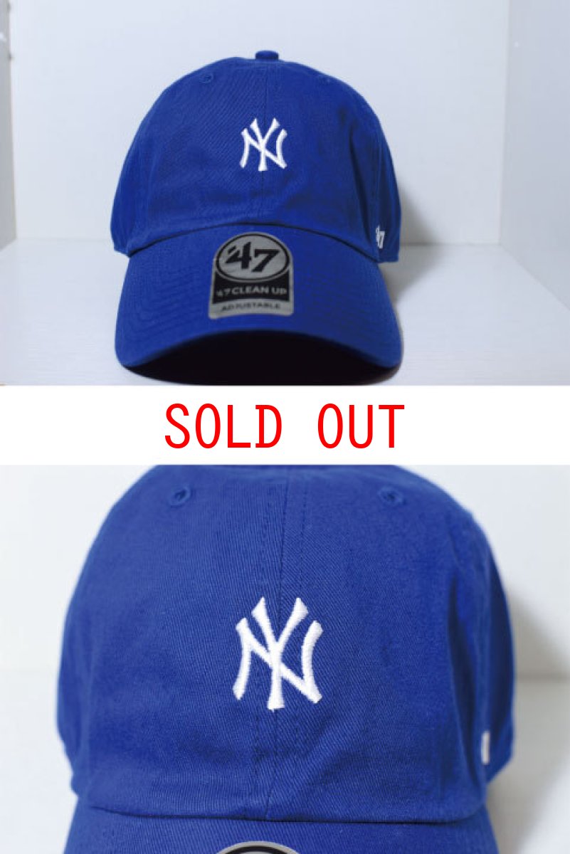 画像1: 47 Brand(フォーティーセブンブランド) New York Yankees Ball Cap Small Logo Leather Belt Blue White ブルー ホワイト スモール ロゴ Round 6 Panel  (1)