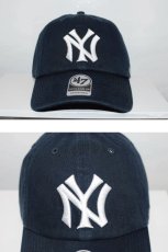 画像1: 47 Brand(フォーティーセブンブランド) New York Yankees Ball Cap Logo Nvey White ネイビー ホワイト ロゴ Round 6 Panel  (1)