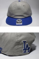 画像1: 47 Brand(フォーティーセブンブランド)Los Angels Dodgers Double Backer Snapback Cap Grey Blue グレー ブルー スナップバック キャップ MLB  (1)