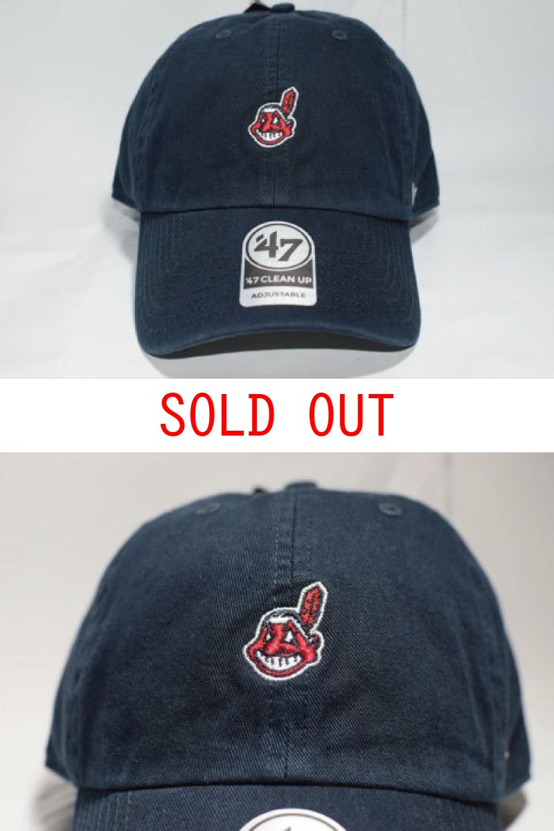 画像1: 47 Brand(フォーティーセブンブランド)Cleveland Indians Ball Cap Small Logo Navy ネイビー スモール ロゴ Round 6 Panel (1)