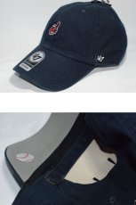 画像2: 47 Brand(フォーティーセブンブランド)Cleveland Indians Ball Cap Small Logo Navy ネイビー スモール ロゴ Round 6 Panel (2)