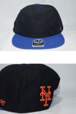 画像1: 47 Brand(フォーティーセブンブランド)New York Mets Double Backer Snapback Cap Black Blue Orange ブラック ブルー オレンジ スナップバック キャップ (1)