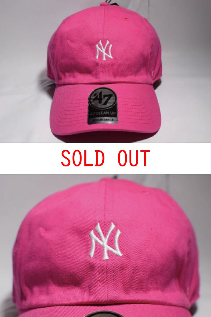 画像1: 47 Brand(フォーティーセブンブランドNew York Yankees Ball Cap Small Logo Pink White ピンク ホワイト スモール ロゴ Round 6 Panel  (1)