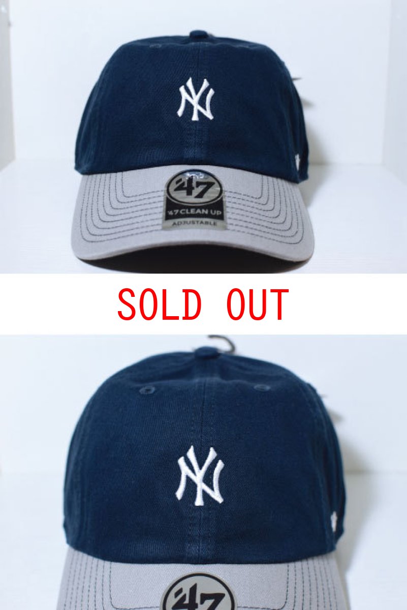 画像1: 47 Brand(フォーティーセブンブランド) New York Yankees Ball Cap Small Logo Leather Belt Navy Grey White ネイビー グレー ホワイト スモール ロゴ Round 6 Panel (1)