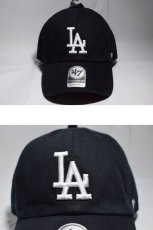 画像1: 47 Brand(フォーティーセブンブランド)Los Angeles Dodgers Ball Cap Logo Black White ブラック ホワイト ロゴ ロサンゼルス ドジャース Round 6 Panel  (1)