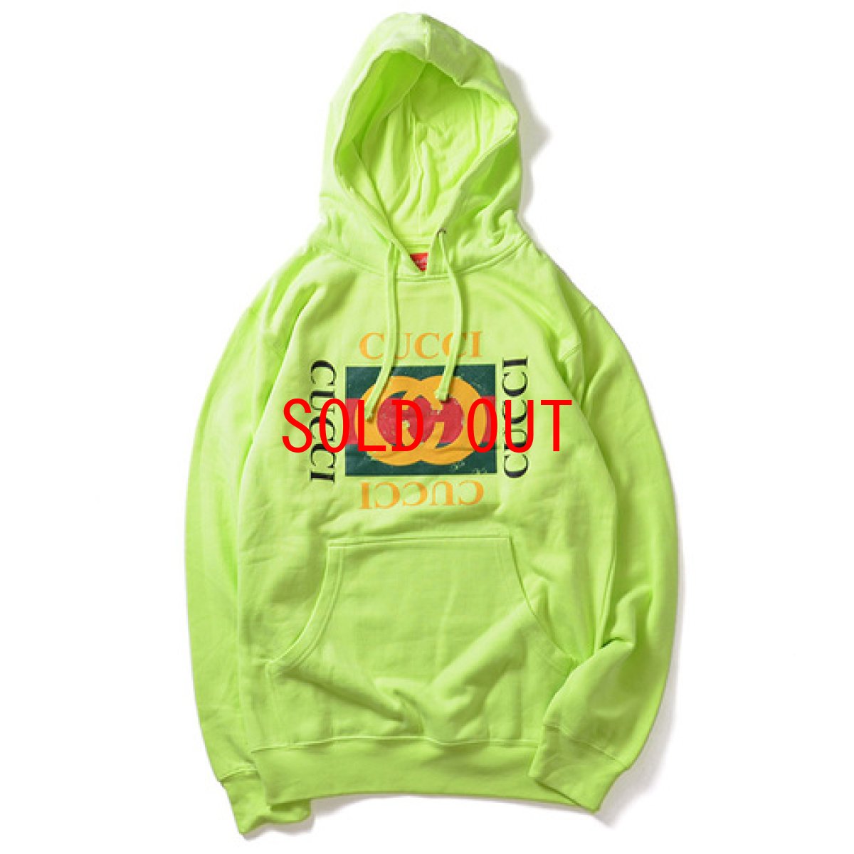 画像1: Deadline (デッドライン) Cucci Box Logo Pullover Hoodie Safety Green クッチ ボックス ロゴ プルオーバー フーディー パーカー (1)