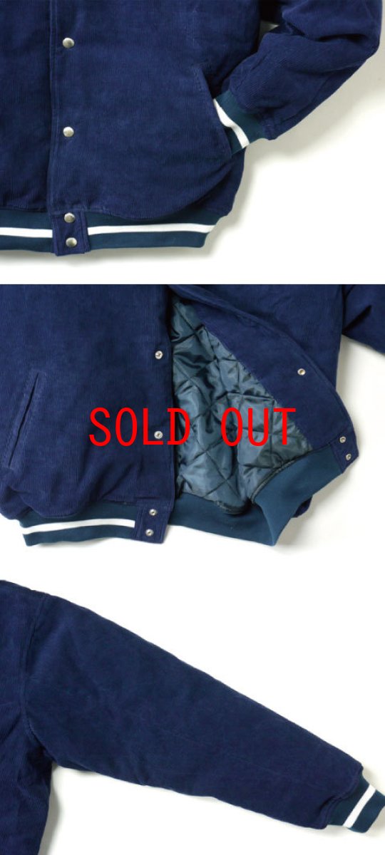 画像3: Indigo Dyed Corduroy Varsity Jacket Navy インディゴ コーデュロイ ジャケット (3)