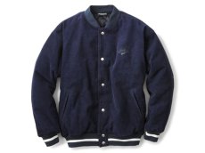 画像1: Indigo Dyed Corduroy Varsity Jacket Navy インディゴ コーデュロイ ジャケット (1)