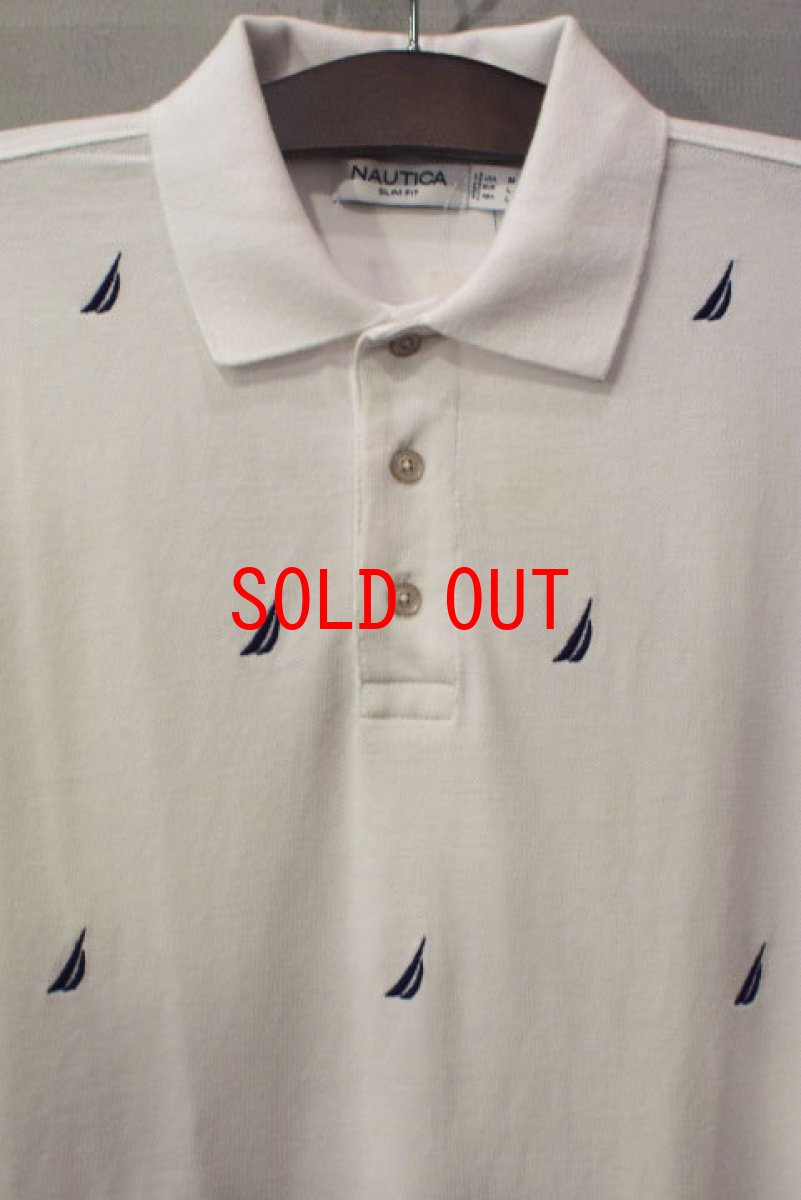 画像1: Nautica(ノーティカ) S/S All Over Logo Polo Shirts White Cotton ロゴ ポロシャツ コットン ホワイト (1)