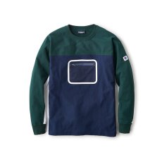 画像1: Tech L/S Tee Green Navy テック  グリーン ネイビー  (1)