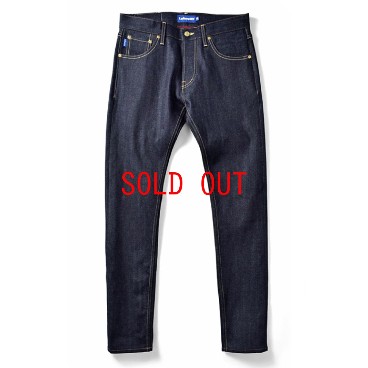 画像1: 5Pocket Selvage Stretch Denim Pants Slim Fit Indigo Low デニムパンツ インディゴ スリム (1)