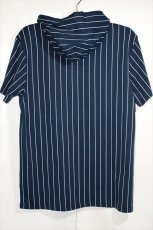 画像2: Majestic(マジェスティック) New York Yankees Stripe S/S Hooded Tee Navy ニューヨーク ヤンキース ストライプ フード Tシャツ (2)