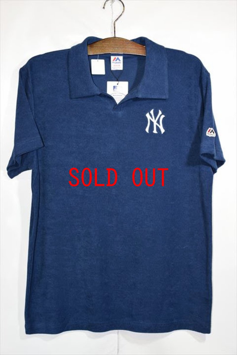 画像1: Majestic(マジェスティック) New York Yankees Logo Pile Polo Shirts ニューヨーク ヤンキース パイル ポロシャツ (1)
