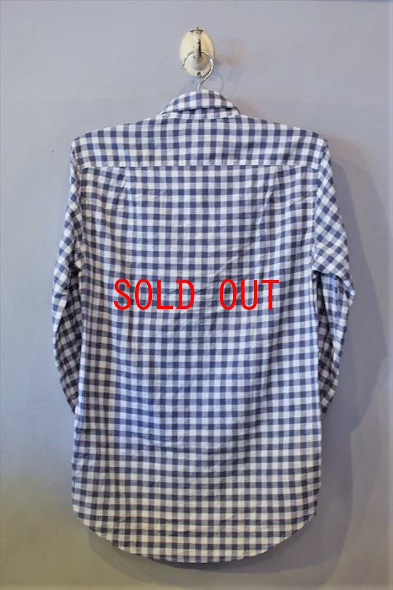 画像2: Cotton Linen Check L/S Shirts White Navy 長袖 シャツ (2)