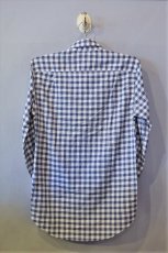 画像2: Cotton Linen Check L/S Shirts White Navy 長袖 シャツ (2)