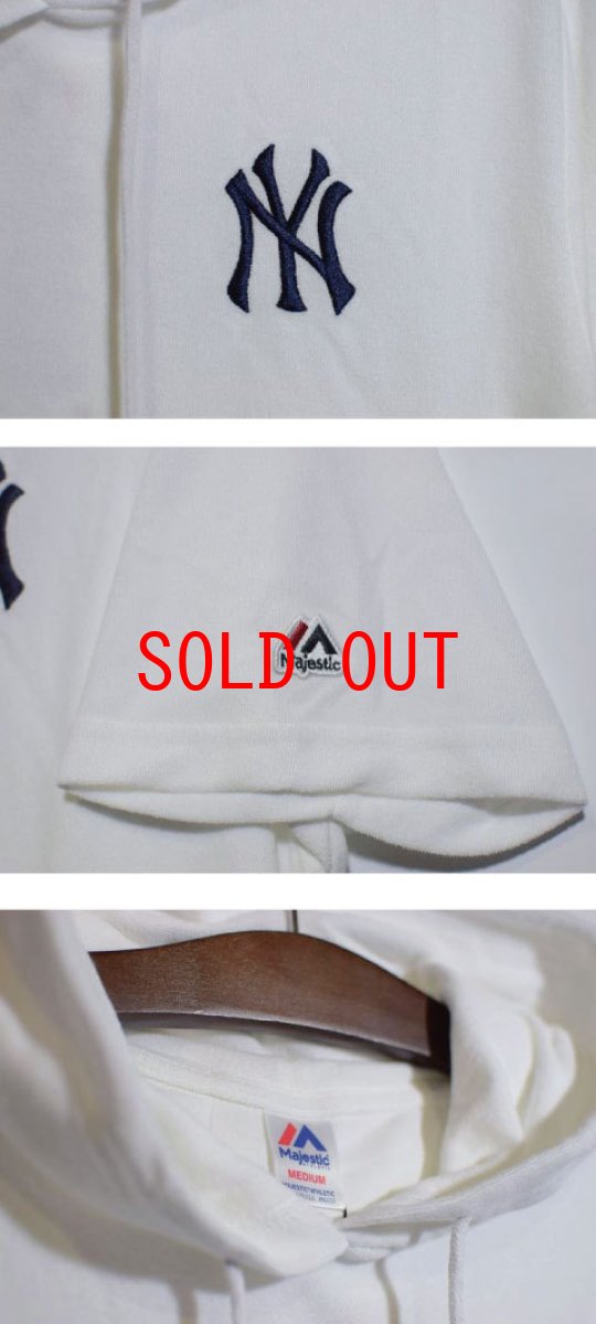 画像3: Majestic(マジェスティック) New York Yankees Pile S/S Hooded Tee White ニューヨーク ヤンキース パイル フード Tシャツ (3)