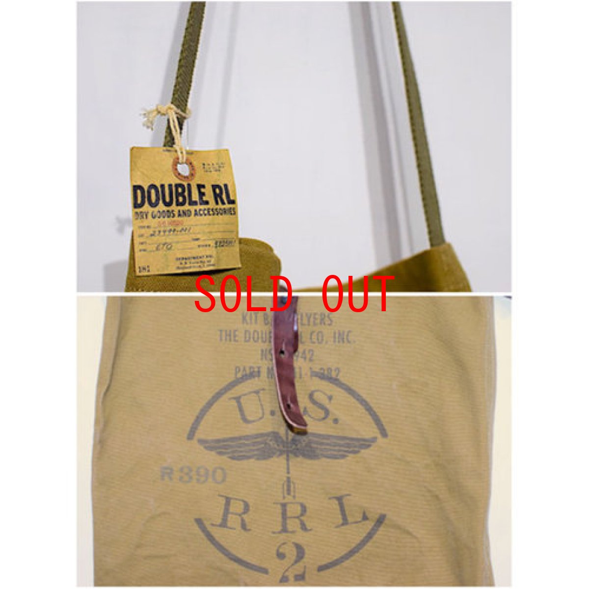 画像3: RRL(ダブルアール) Limited Edition Medium Canvas Shoulder Bag Light Olive Deadstock デッドストック ショルダーバッグ (3)